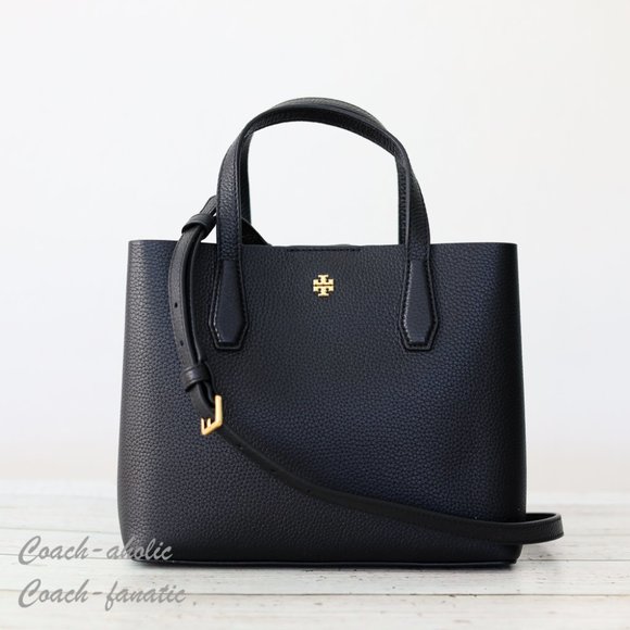 NWT Tory Burch 85985 Blake Small Leather Crossbody Tote in Black/Devon Sand - Picture 5 of 11